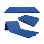 4-Panel PU Leather Folding Exercise Mat with Carrying Handles