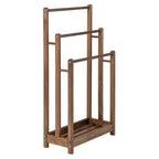 Freestanding Wood Towel Rack 3-Bar Towel Drying Stand with Bottom Storage Shelf