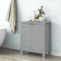 Bathroom Linen Cabinet with Storage Shelf in Grey Wood Finish Media Storage Bedroom Bathroom Entry Office
