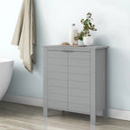 Bathroom Linen Cabinet with Storage Shelf in Grey Wood Finish Media Storage Bedroom Bathroom Entry Office