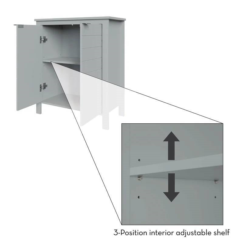 Bathroom Linen Cabinet with Storage Shelf in Grey Wood Finish Media Storage Bedroom Bathroom Entry Office