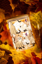Halloween Ghost Cat Glass Cup – Coffee & Iced Drink Mug, Spooky Gift