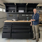 72 inch Rolling Tool Chest with Power Strip, Workbench, Upper Cabinets & Pegboard