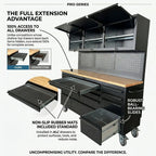 72 inch Rolling Tool Chest with Power Strip, Workbench, Upper Cabinets & Pegboard