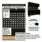 72 inch Rolling Tool Chest with Power Strip, Workbench, Upper Cabinets & Pegboard