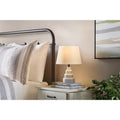 Modern Grey Desk Lamp with White Fabric Shade