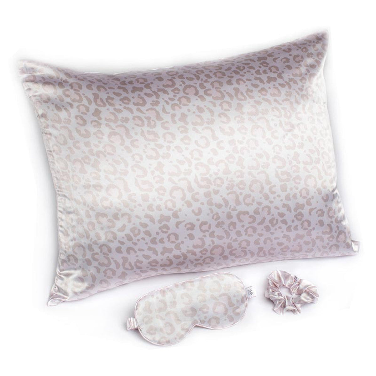 Leopard Goodnight Gorgeous Satin Sleep Set [Includes Pillowcase, Sleep Mask + Scrunchie]