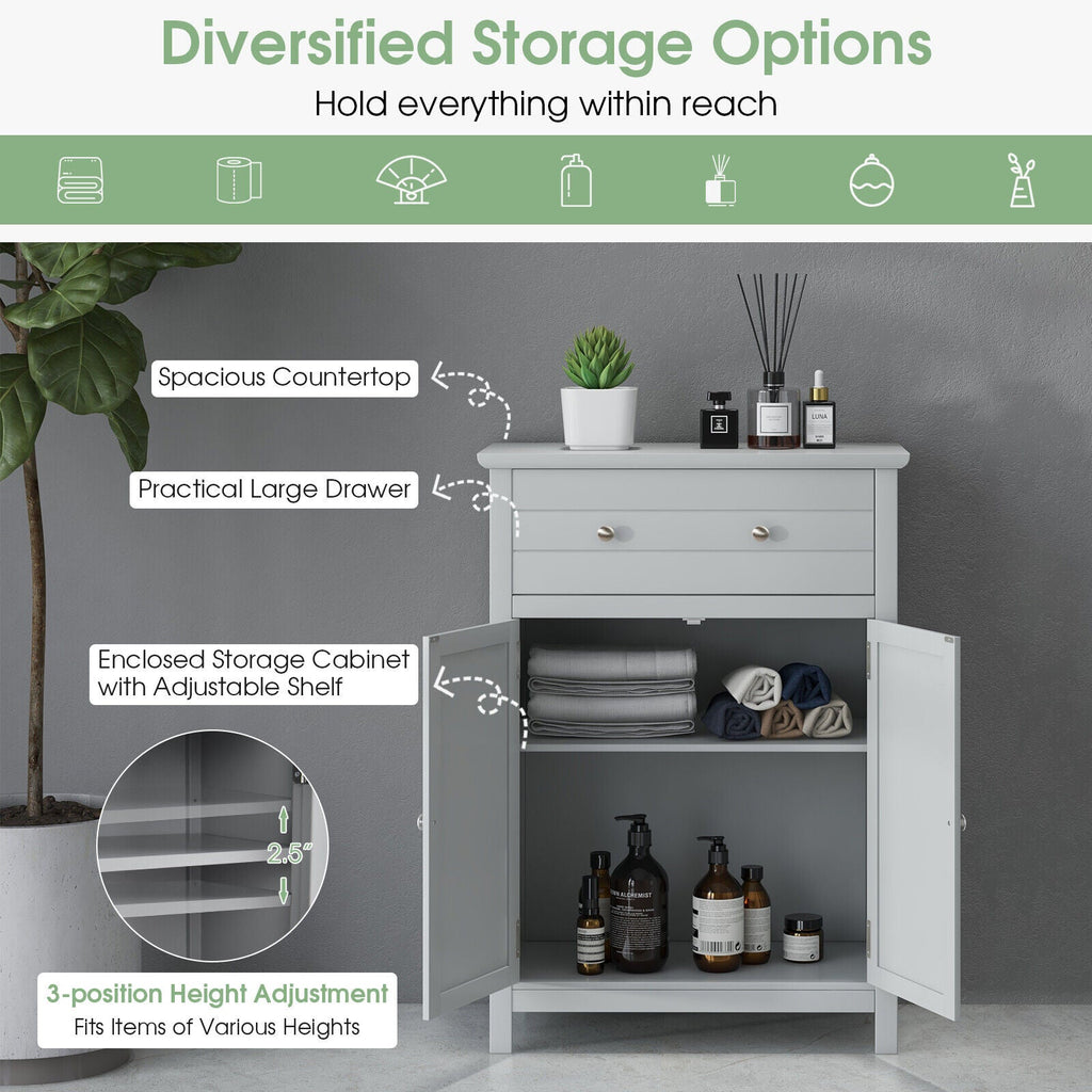Free Standing Bathroom Storage Cabinet with Large Drawer, Bathroom Entry Bedroom Office