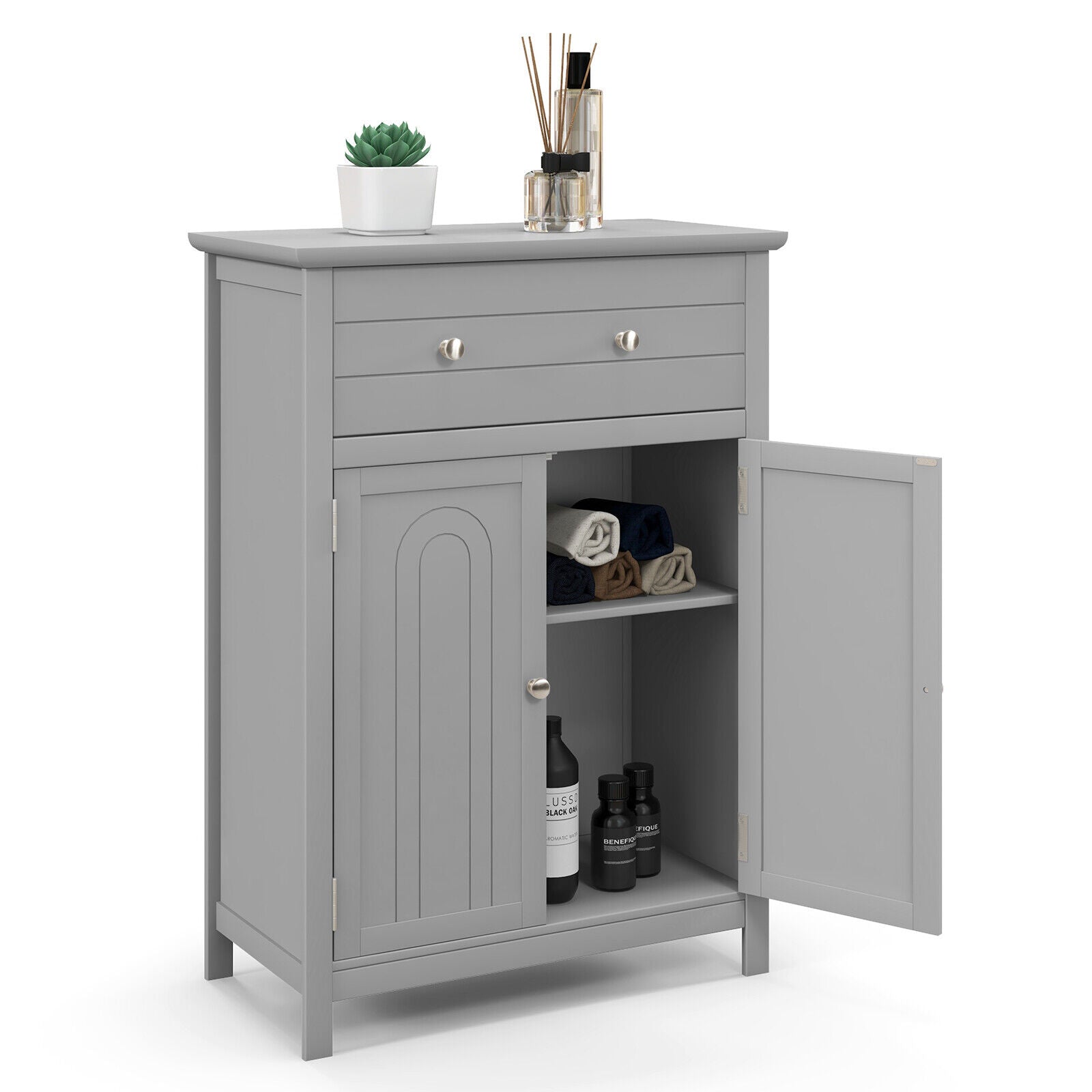 Free Standing Bathroom Storage Cabinet with Large Drawer, Bathroom Entry Bedroom Office