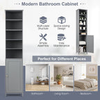 Free Standing 72 Inches Tall Floor Bathroom Storage Cabinet Bedroom Office Entry