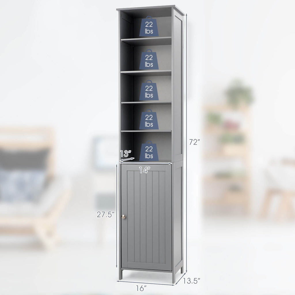 Free Standing 72 Inches Tall Floor Bathroom Storage Cabinet Bedroom Office Entry