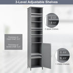 Free Standing 72 Inches Tall Floor Bathroom Storage Cabinet Bedroom Office Entry