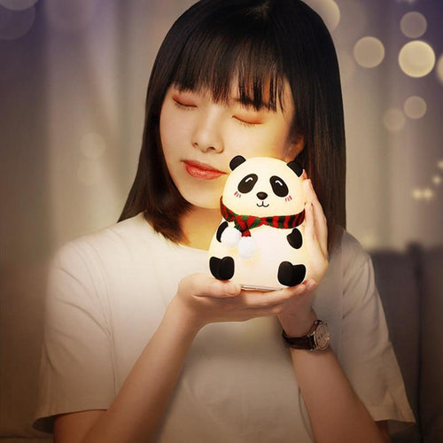 7-Color Silicone Big Eyes Panda USB Rechargeable LED Lamp