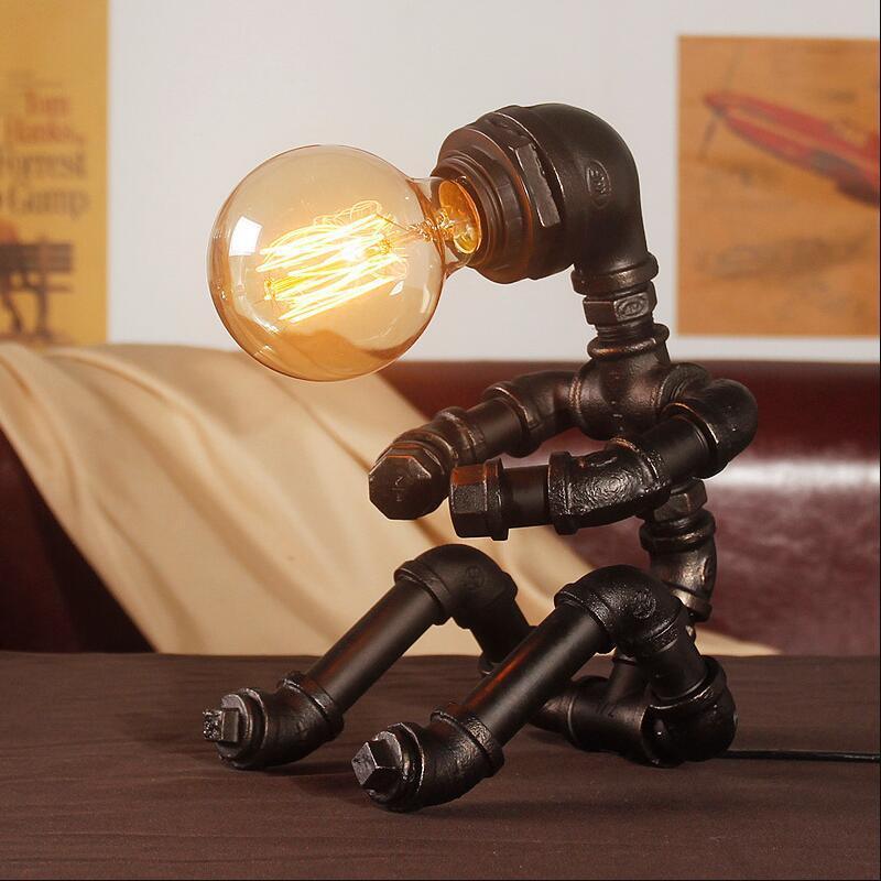 Retro Vintage Style Iron Pipe Desk Lamp