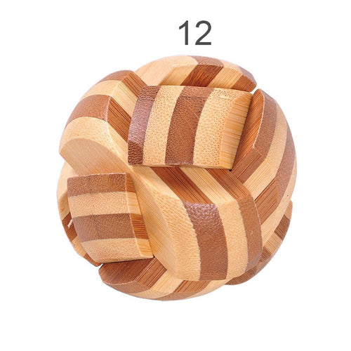 12 Style Brain Teaser 3D Wooden Interlocking Puzzles Game Toy Bamboo For Adults Kids
