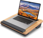 HETTHI Laptop Lap Desk, Portable Large Laptop Desk for Bed, up to 17 in Lap Table with Wrist Rest, Mouse Pad, Tablet Phone Slot, Portable Handle, Lap Tray with Cushion (Dark Brown)