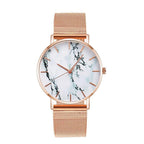 Fashion Rose Gold Mesh Band Creative Marble Female Wrist Watch Luxury Women Quartz Watches Gifts  For Women and Girls