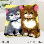 Cute Animal Series Latch Hook Pillow Kits DIY Segment Embroidery Materials Package Coarse Wool Pillow Cross Stitch knooppakket
