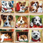Animal Series Latch Hook Hand Knitted Embroidered Pillow Unfinished Embroidery Material Latch Hook Rug Kits Beginner DIY Supply