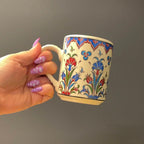 Set of 4 Handmade Turkish Ceramic Botanical Mugs - 9 Styles Available