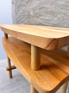 Console Table with Mirror Set, Solid Beech Wood Entryway Furniture, Scandinavian Minimalist Vanity