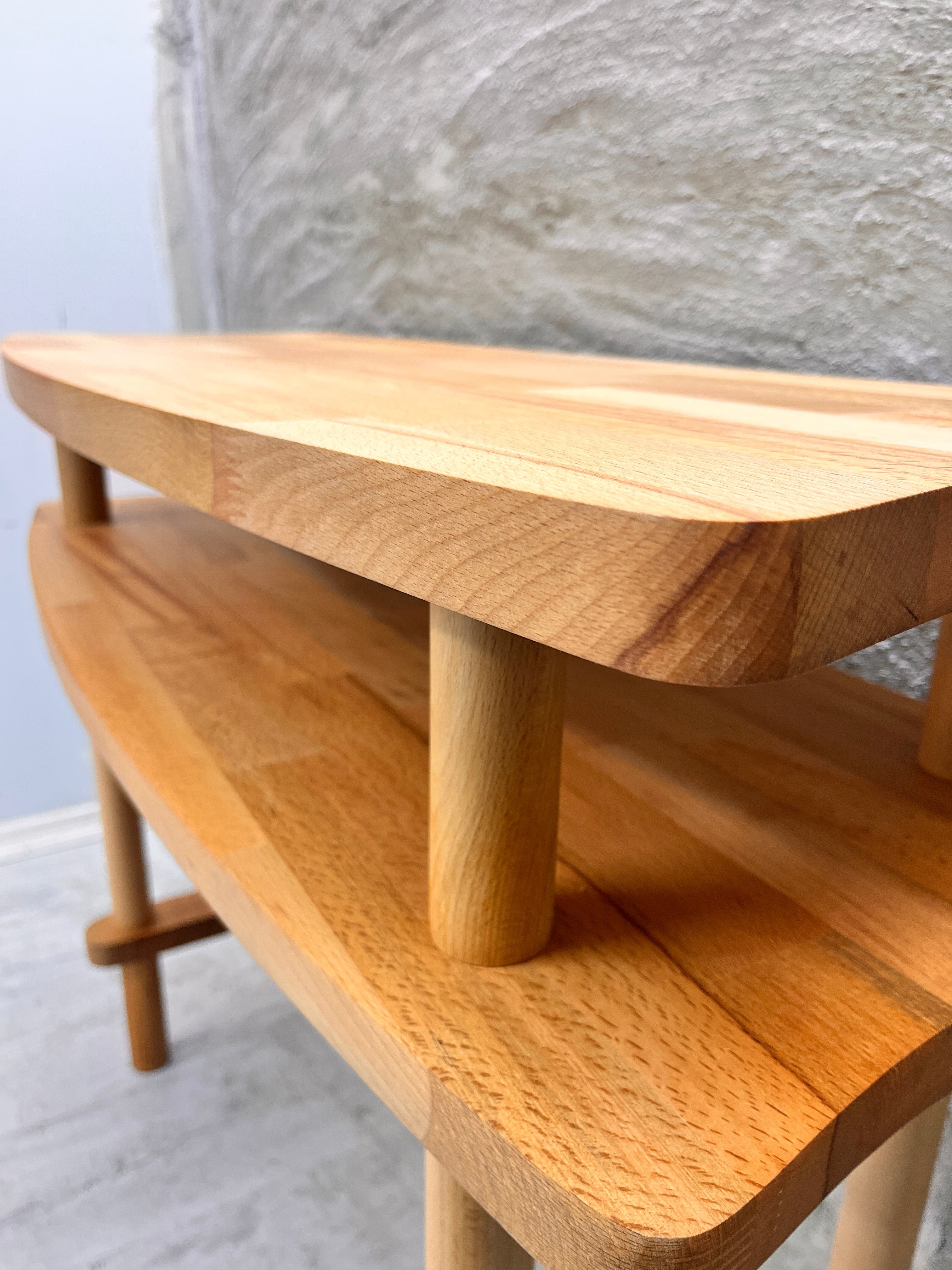 Console Table with Mirror Set, Solid Beech Wood Entryway Furniture, Scandinavian Minimalist Vanity