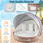Inflatable Canopy Island Tanning Pool Lounger Float with Retractable Canopy