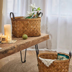 Rustic Handwoven Woodchip Basket