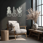 Geometric Cactus Set Metal Wall Art – Modern Black Steel Succulent Decor for Home and Office- KAF518