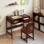 Kids Desk and Chair Set with Storage Drawer and Hutch
