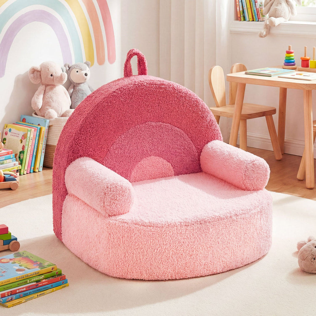 Kids Single SofaCouch with Soft Fleece Fabric Cover