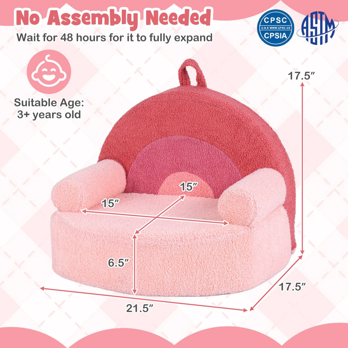 Kids Single SofaCouch with Soft Fleece Fabric Cover