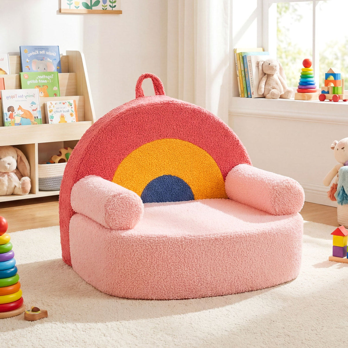 Kids Single SofaCouch with Soft Fleece Fabric Cover