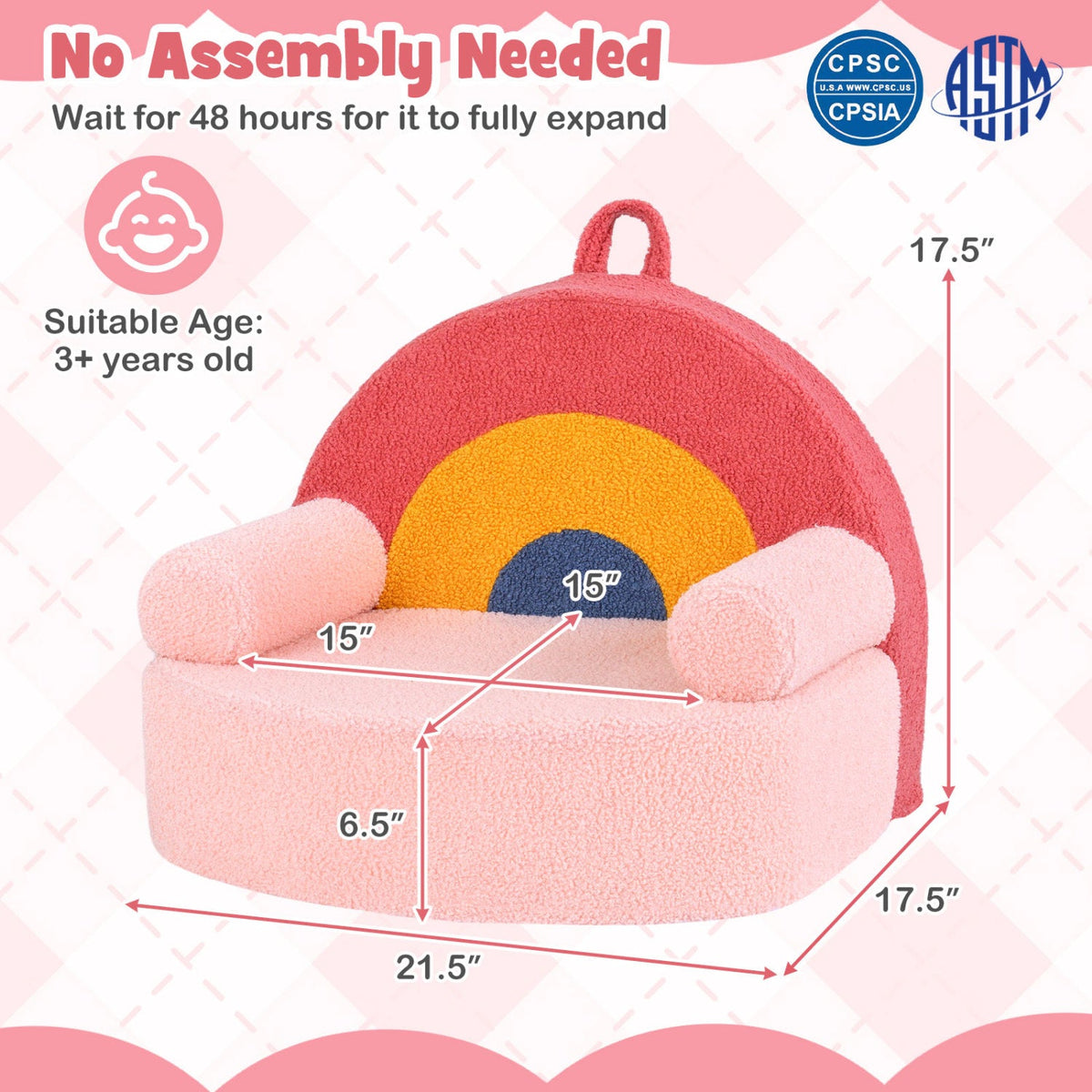 Kids Single SofaCouch with Soft Fleece Fabric Cover
