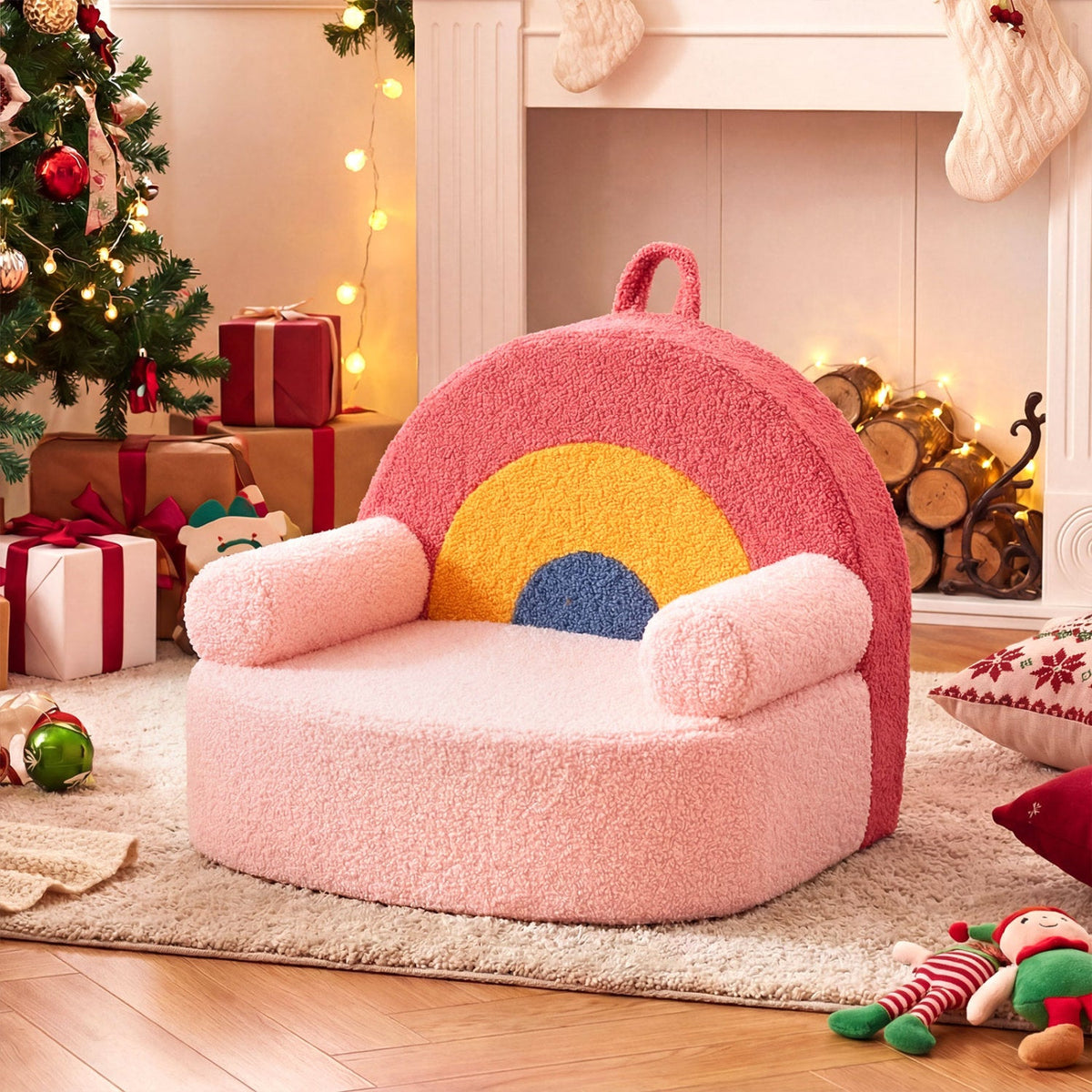 Kids Single SofaCouch with Soft Fleece Fabric Cover