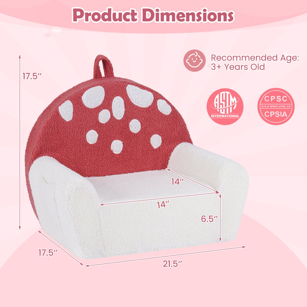 Kids Single SofaCouch with Soft Fleece Fabric Cover