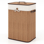 19 Gal Rectangle Laundry Basket Bamboo Clothes Hamper with Handles and Lid, Various Colors Black, Natural, White