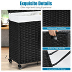 PE Rattan Laundry Hamper with Wheels and Lid