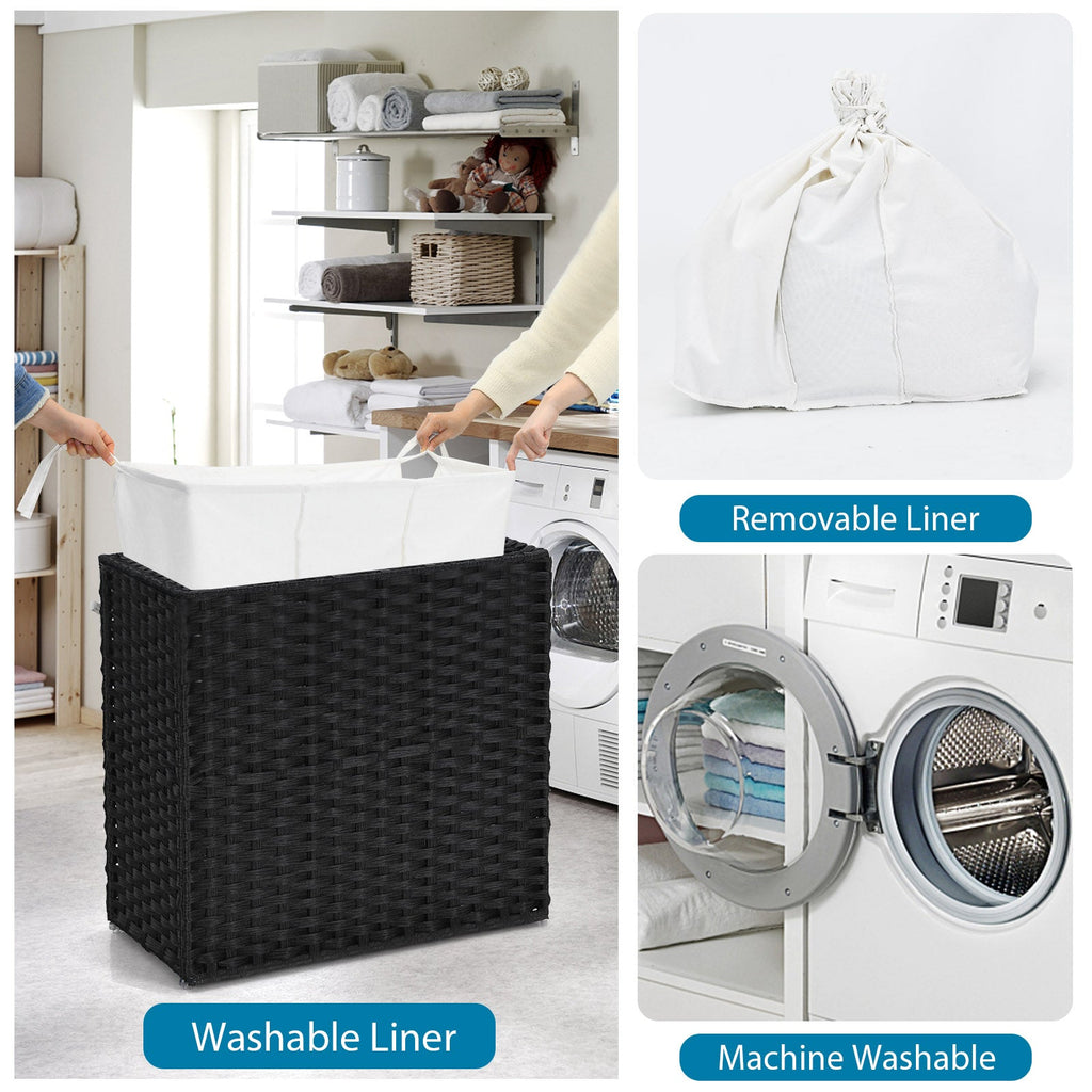 PE Rattan Laundry Hamper with Wheels and Lid