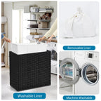 PE Rattan Laundry Hamper with Wheels and Lid