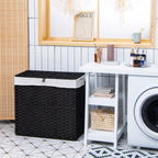 PE Rattan Laundry Hamper with Wheels and Lid
