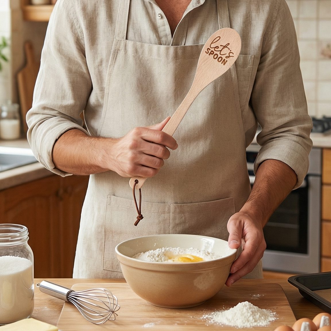 Let's Spoon Wooden Cooking Spoon in Canvas Gift Bag