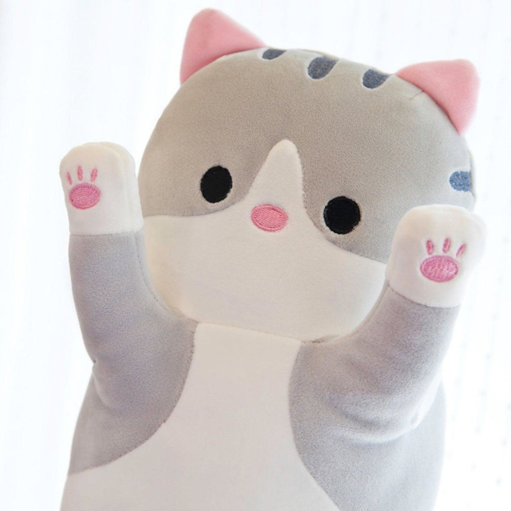 Soft Cuddly Plush Cat Pillow – 26" Long