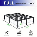 Heavy Duty Metal Bed Frame Platform Mattress Foundation No Box Spring Black