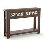 2-Tier Console Table with Drawers and Open Storage Shelf