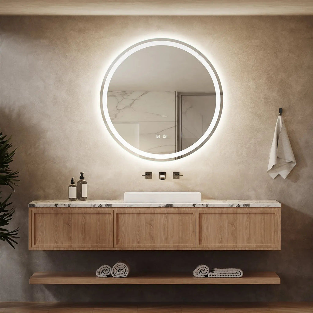 Round LED Mirror Bathroom Vanity Mirror With Dimmable Lights Various Sizes