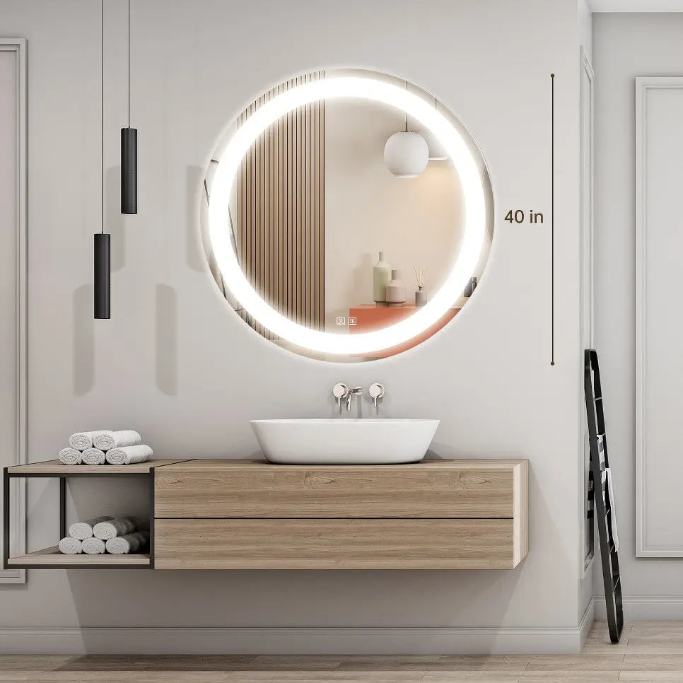 Round LED Mirror Bathroom Vanity Mirror With Dimmable Lights Various Sizes