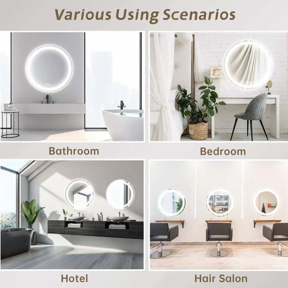 Round LED Mirror Bathroom Vanity Mirror With Dimmable Lights Various Sizes