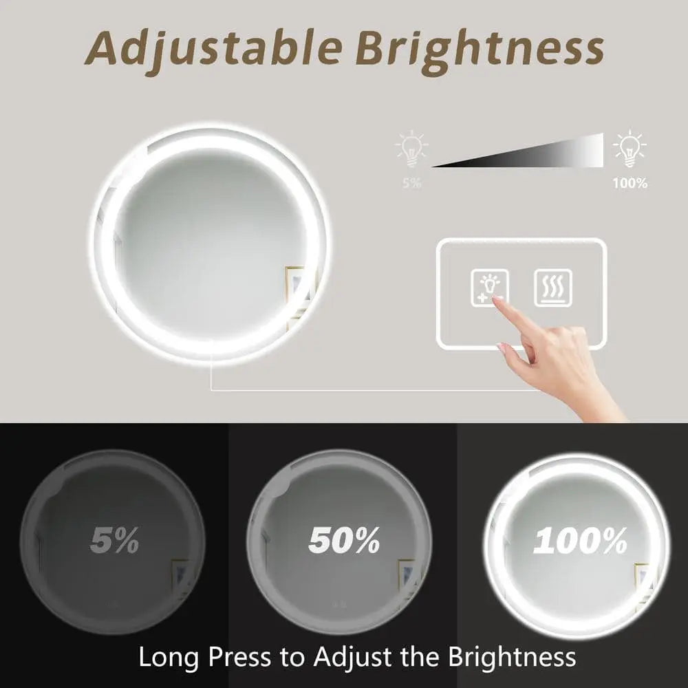 Round LED Mirror Bathroom Vanity Mirror With Dimmable Lights Various Sizes
