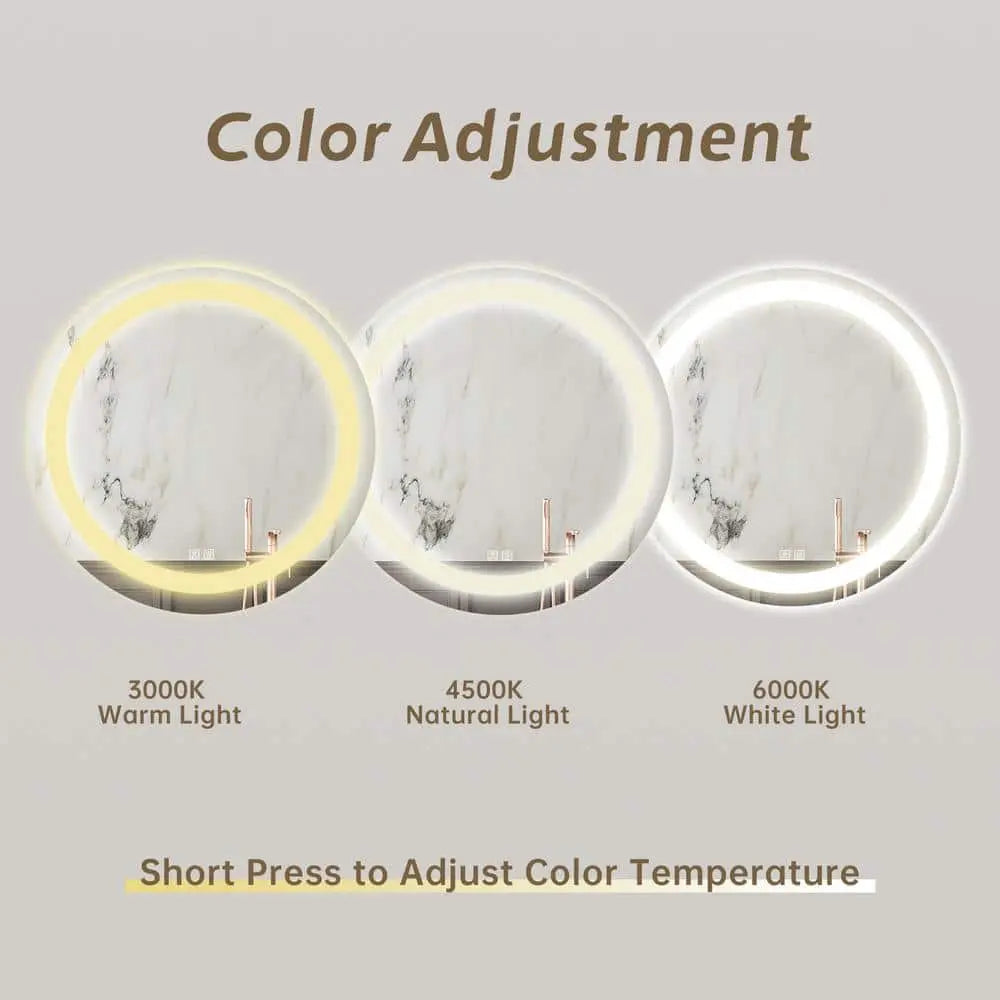 Round LED Mirror Bathroom Vanity Mirror With Dimmable Lights Various Sizes